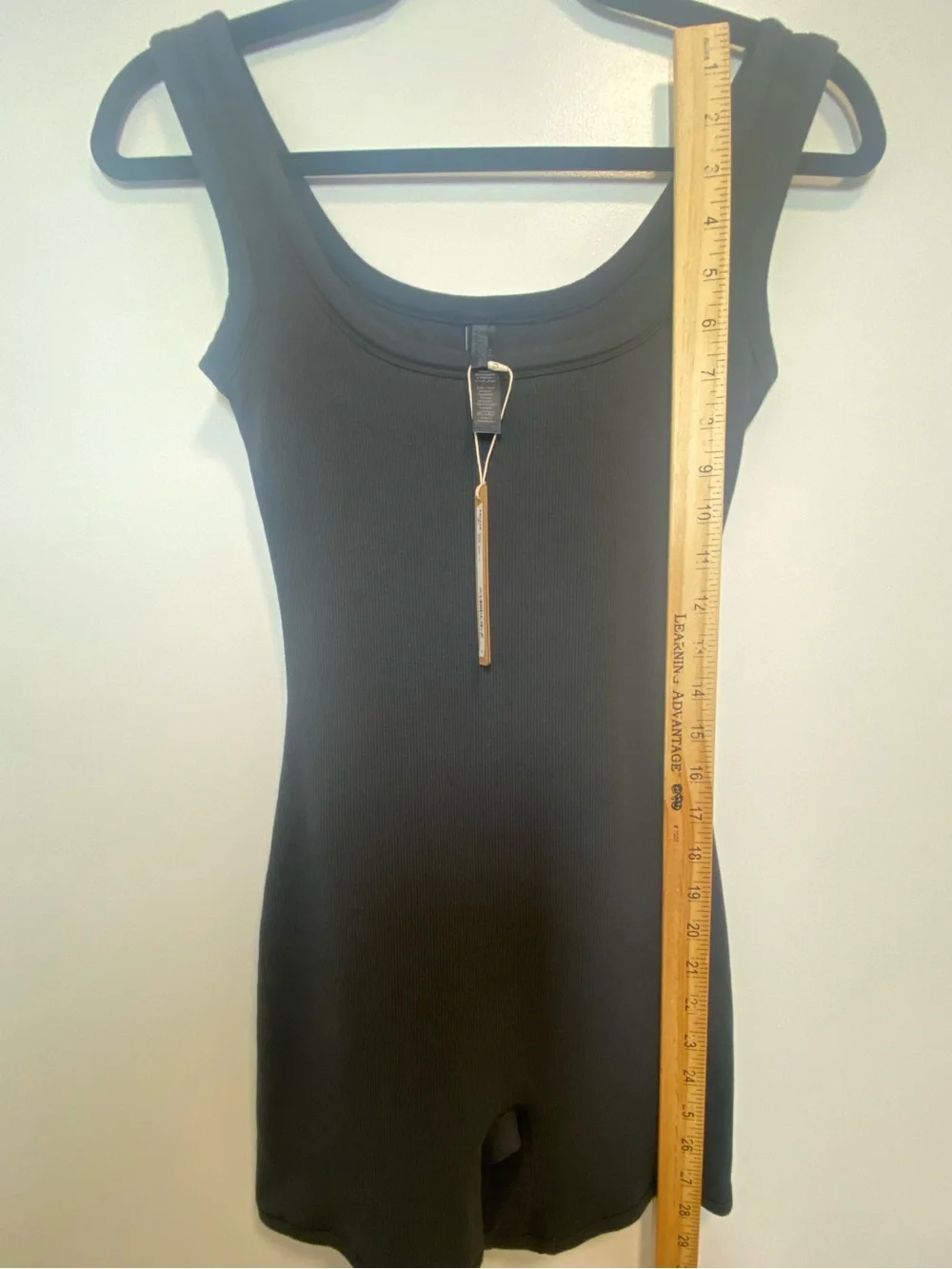SKIMS Cotton Rib Romper Onesie Black Scoop Neck Sleeveless Size Small S NWT